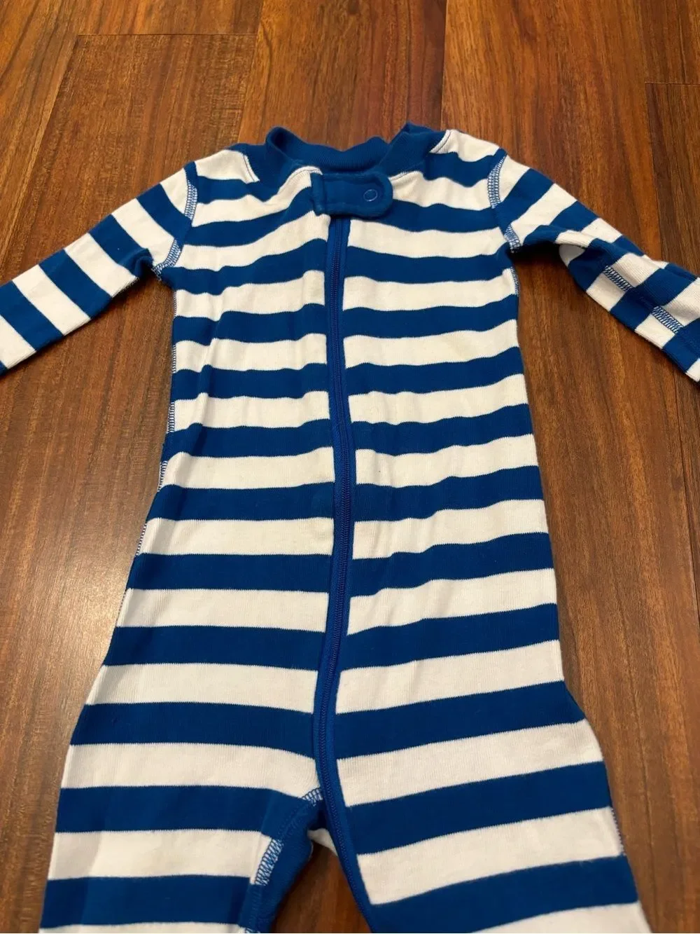 Hanna Andersson blue/white stripe footless pajamas